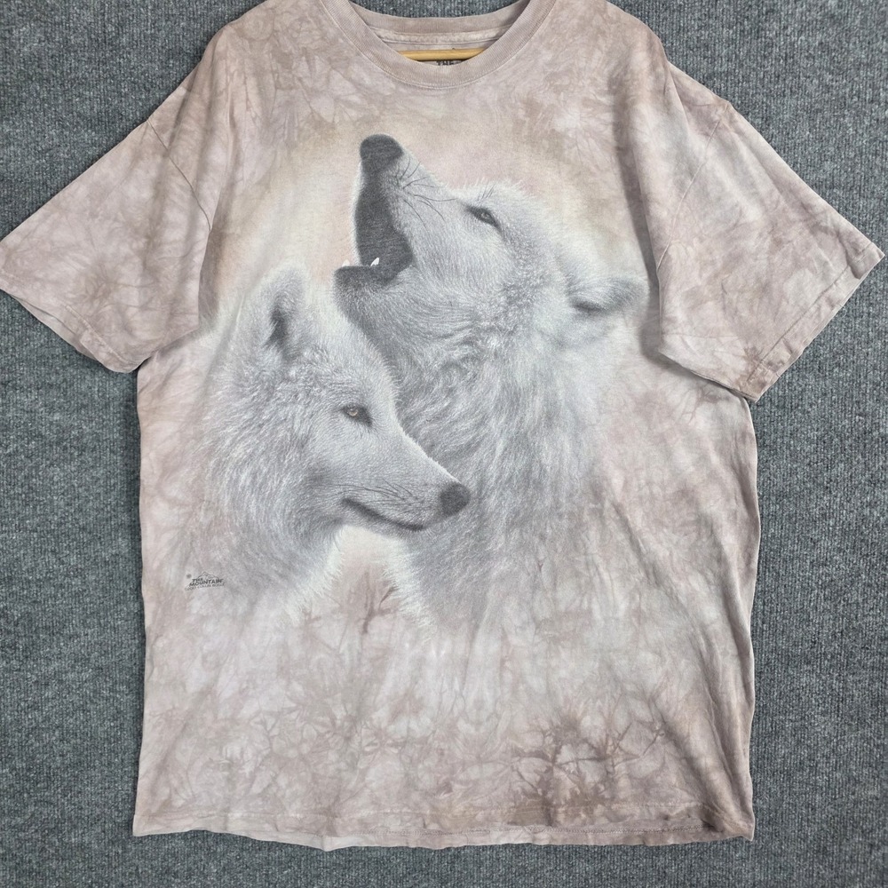 The Mountain Howling Wolf T-Shirt Men's 2XL XXL Tie Dye Graphic Moon Wildlife